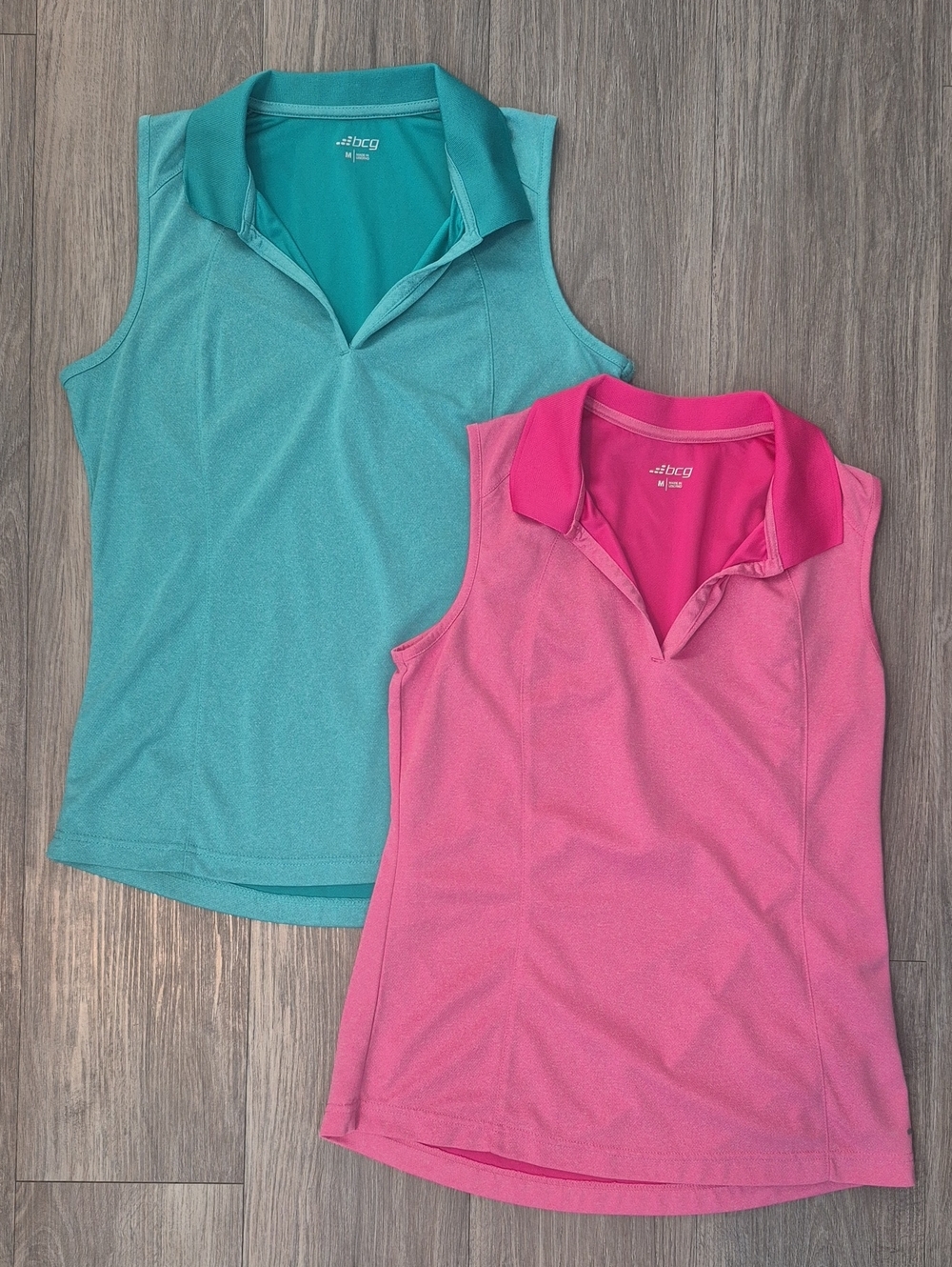 bcg Women's Sleeveless Polo Tank - Teal and Pink Bundle Lot